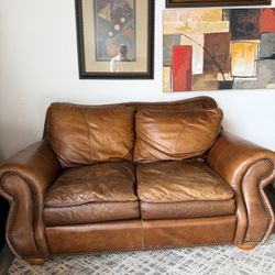 Brown Leather Love Seat