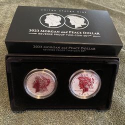 2023 Morgan And Peace Silver Dollar Reverse Proof Set 