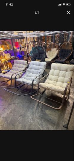 New Indoor Outdoor Papasan Rocking Chair with Footrest