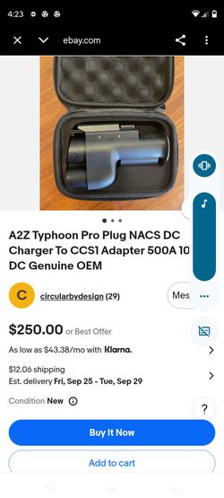 A2Z Typhoon Pro NACS to CCS1 DC Adapter 500A