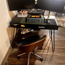 Office desk and chair and desk treadmill