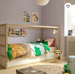 Kura Reversible bed, white/pine, Twin