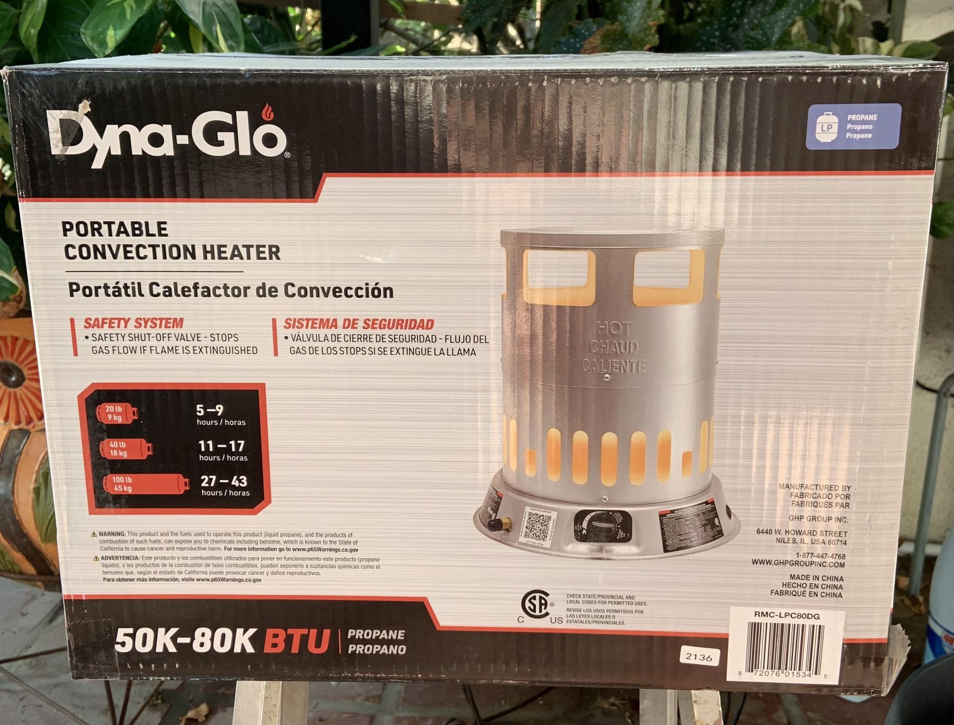 Dyna Glo 50K 80K BTU Convection Propane Tower Portable Heater
