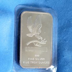 Large☆ 5oz RARE  Premium Collector's EAGLE Bar w/ Serial # Plate- Can't Get These!