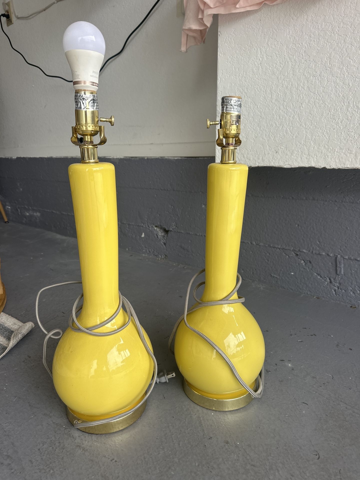 Pair Of Yellow Table Lamps