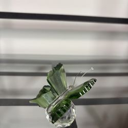Crystal Flying Butterfly with Crystal Ball Base Figurine