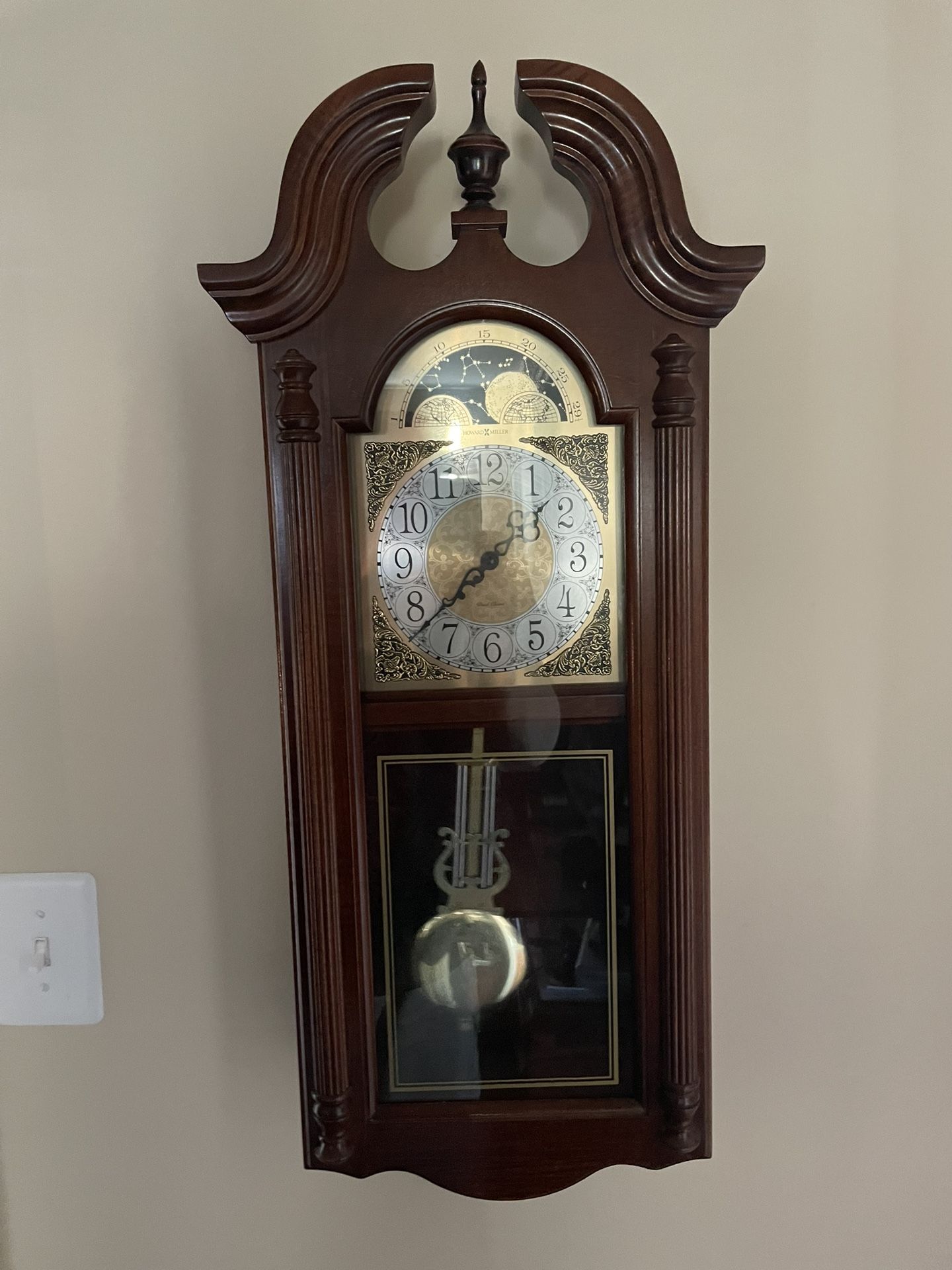 Howard Miller Fenwick Cherry Finished Dual Chime Wall Clock Model 620-158 (Read Description Below)