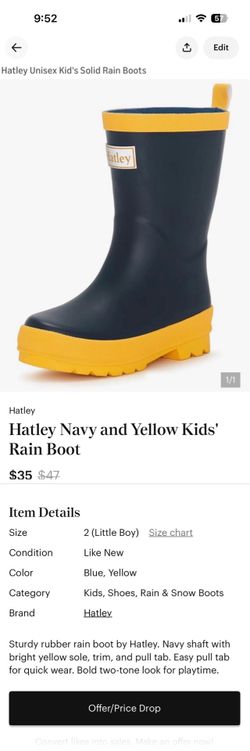 Hatley Navy and Yellow Kids' Rain Boot