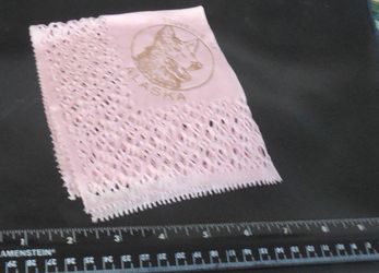 Alaska State Souvenir vintage pink hankerchief hankie small table cover? soft material ALASKA SOUVENIR, $5, everson, wa