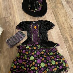 Spirit Black and Purple Kids Witch Costume with Hat
