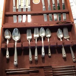 1847 Roger’s Bros. Silverware & Wooden Box.