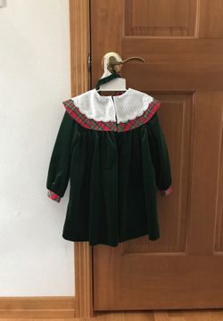 Red and green Christmas dress with head band - Size 3T