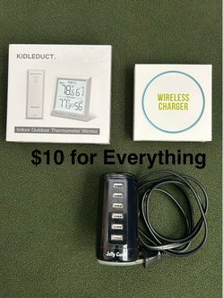 Wireless Phone Charger,  USB charger and Wireless Thermometer
