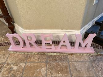 Wooden Pink DREAM Kids Decor 27 1/2”