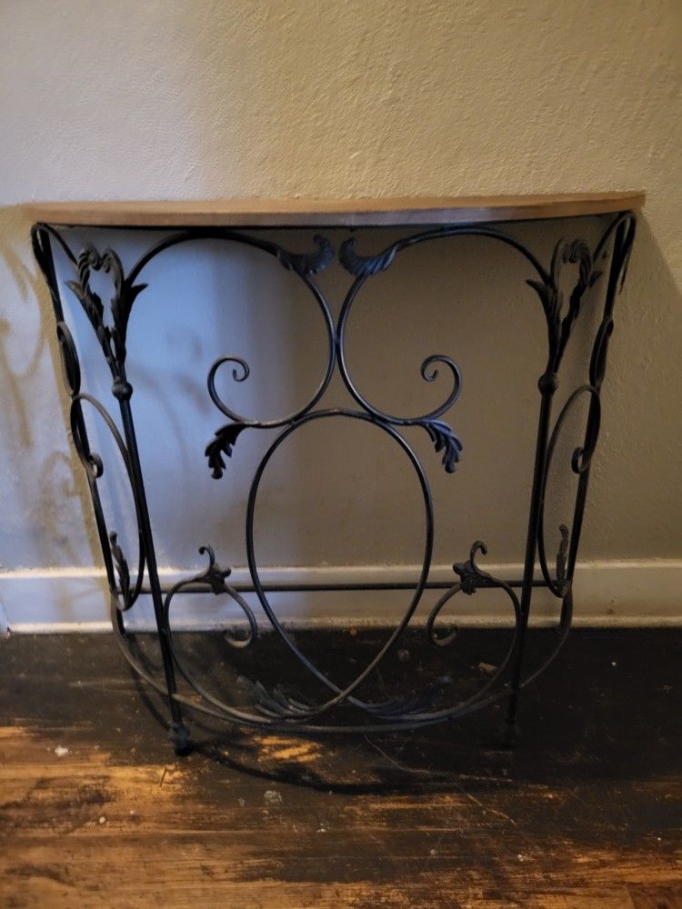 Wood And Black Metal Console Table