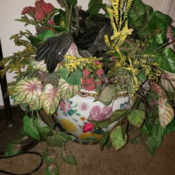 Large Vase With Fake Flowers