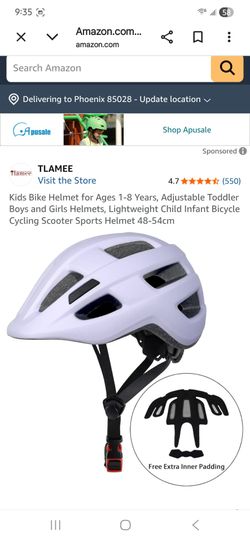 Toddler/Kids Bike Helmet, Adjustable and Multi-Sport, from Infant to Schoolchild, 2 Sizes (White)