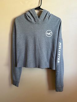 Women’s Hollister California Gray Cropped Hoodie Size Large
