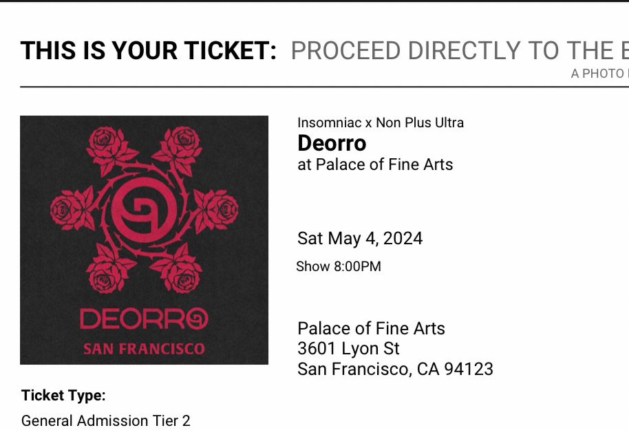 2 Tickets For Deorro At San Francisco 