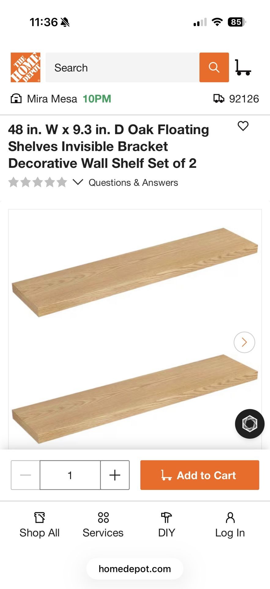 48” X 9” Floating Shelves 2 Sets Of 2 (4 Total)