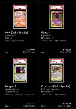 TRADE - Pop 5 Error card Mew, expedition Gengar and Charzard