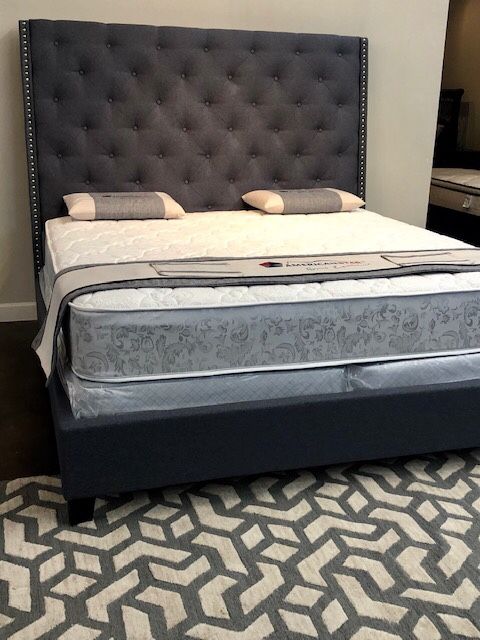 Queen Size Deluxe Dark Linen Bed With Mattress Free Delivery For Queen Size Deluxe Dark Linen Bed With Mattress Free Delivery Dallas Tx