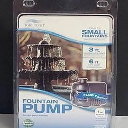 TotalPond Fountain Pump w/Flow Control for Small Fountains 3 Ft~ #52217~ NEW!