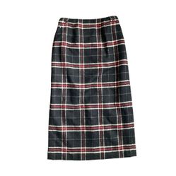 TALBOTS Long Black Wool Plaid Skirt US 10 