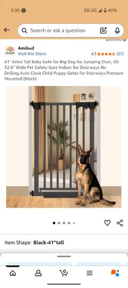41" Extra Tall Baby Gate for Big Dog No Jumping Over, 30-32.6" Wide Pet Safety Gate Indoor for Doorways No Drilling,Auto Close Child Puppy Gates