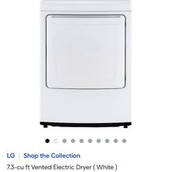 BRAND NEW LG 7.3 cu. ft. Electric Dryer | Sensor Dry & FlowSense | DLE6100W