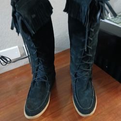 Leather Lace Up Knee hi Boots Sz 9.5 / Sz 10
