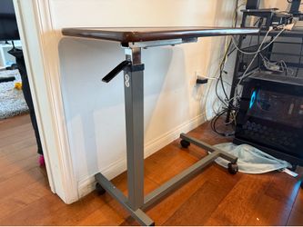 Vaunn Adjustable Overbed Table with Wheels