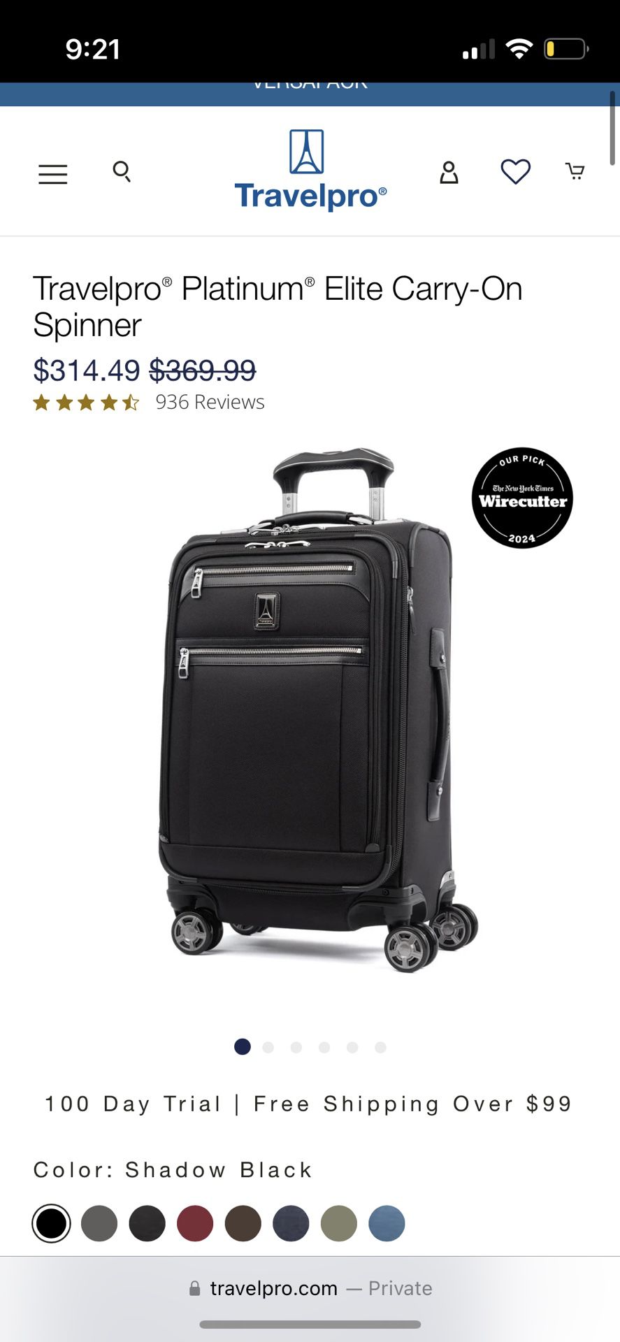 Travel Pro carry on luggage Platnium Elite