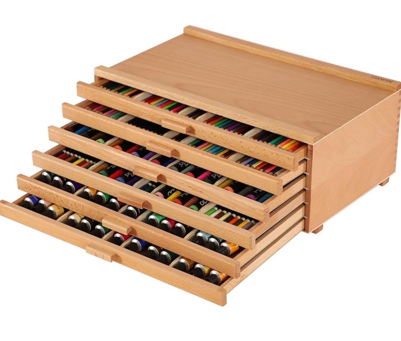 6-Drawer Wood Artist Supply Storage Box 