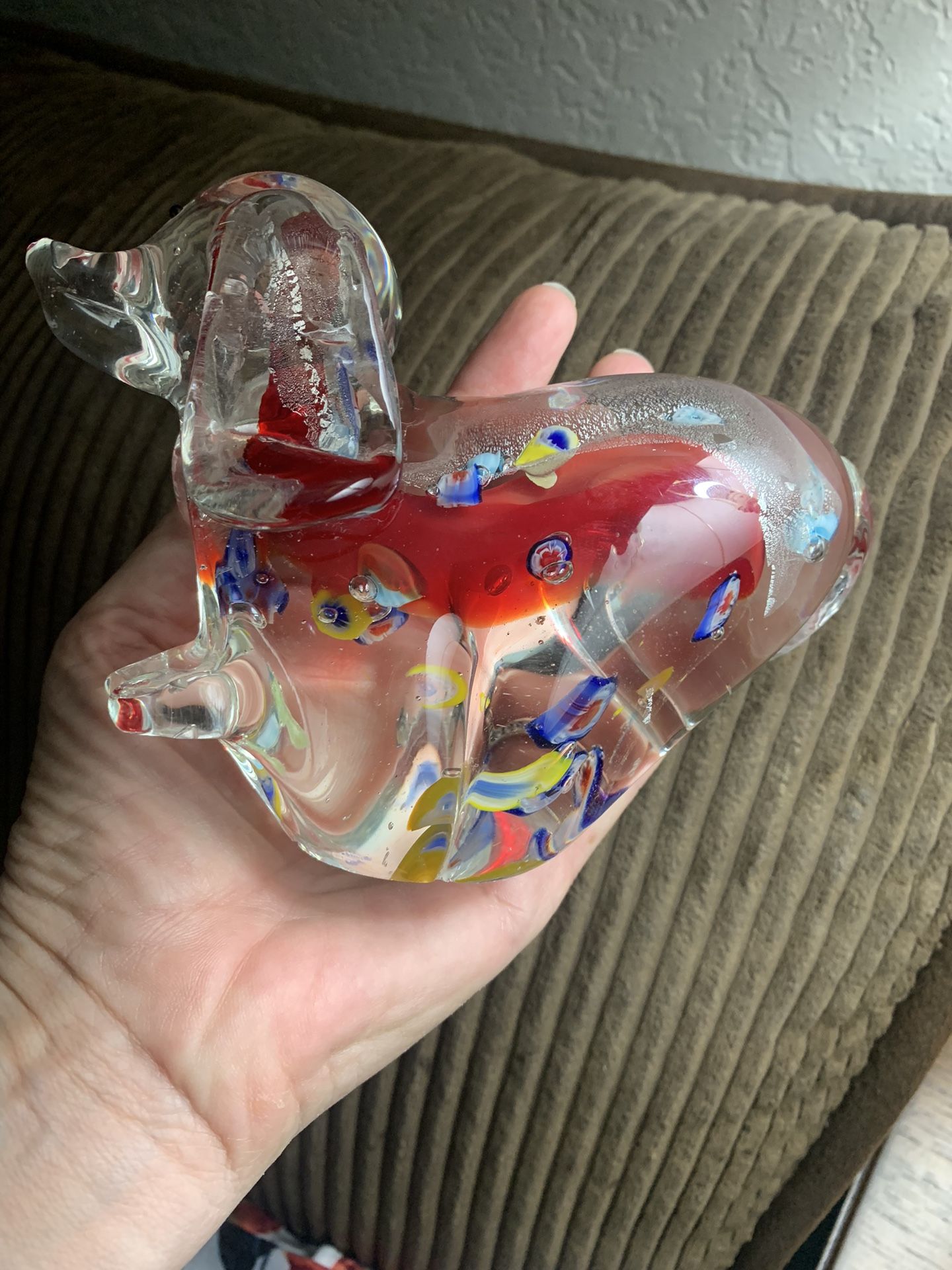 Glass Dog Paper Weight