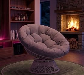 Papasan Outdoor & Indoor Chair - White Frame and Silver Cushion