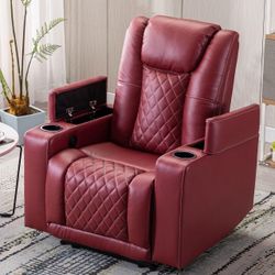 Red Leather Power Recliner Chair