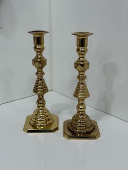 Vintage Set of 2 Candles Holders Solid Brass BALDWIN made is USA