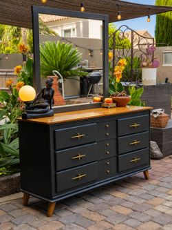 1955 LA Period Mid-Century Modern Dresser & Mirror