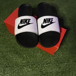 White Nike Slides