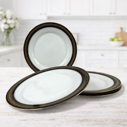 Noritake Vienna Legacy Cobalt Gold Dinner Plates Vintage Set of 4 Fine China