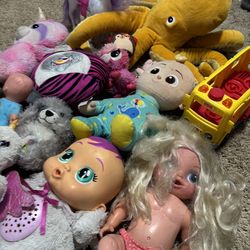 Lot Of Stuffies And Dolls
