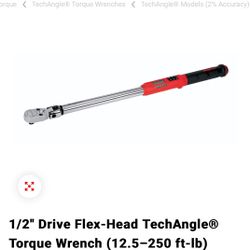 1/2" Drive Flex-Head TechAngle® Torque Wrench (12.5–250 ft-lb)