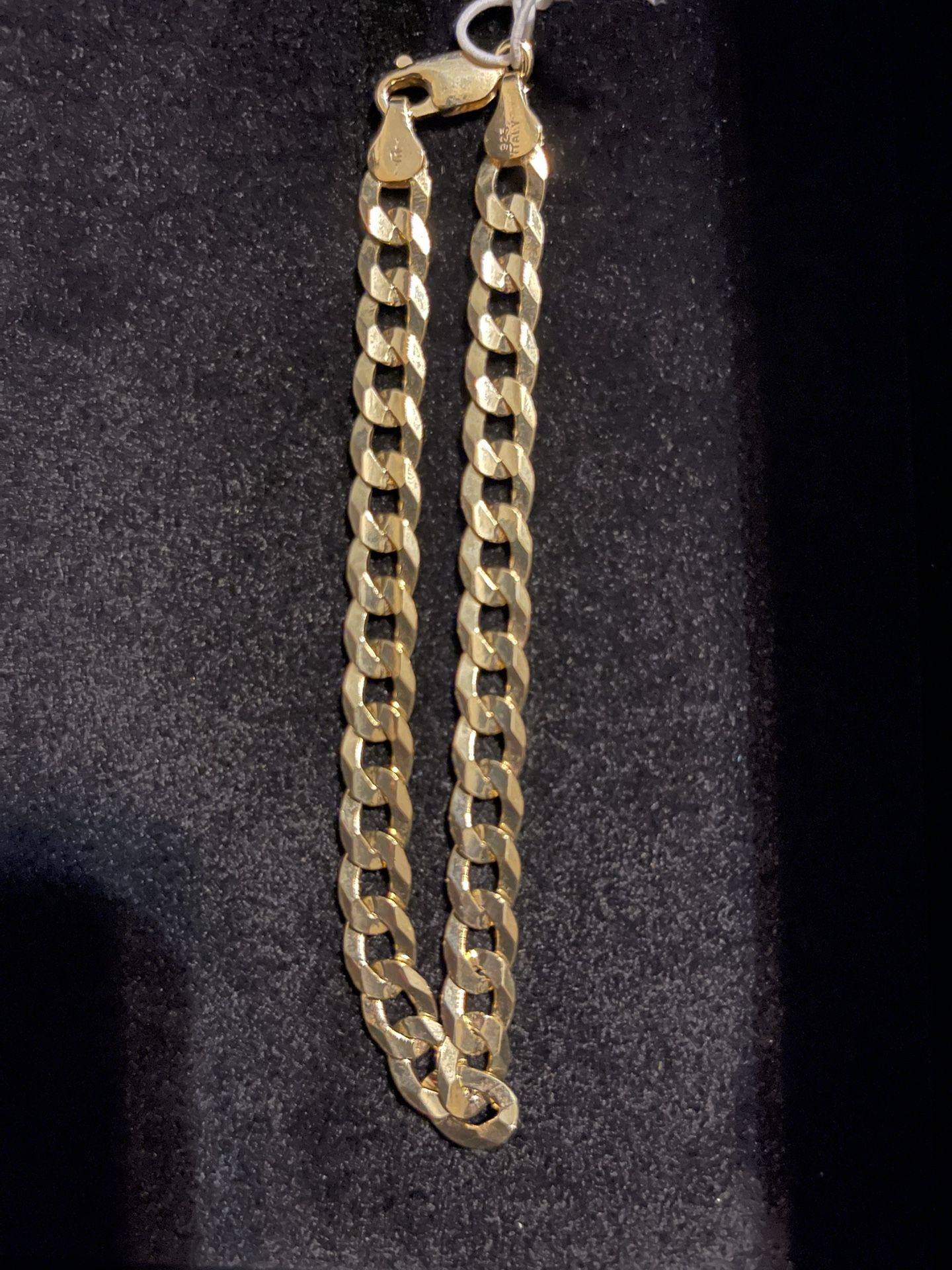 14k Gold Over Silver Curb Chain Bracelet