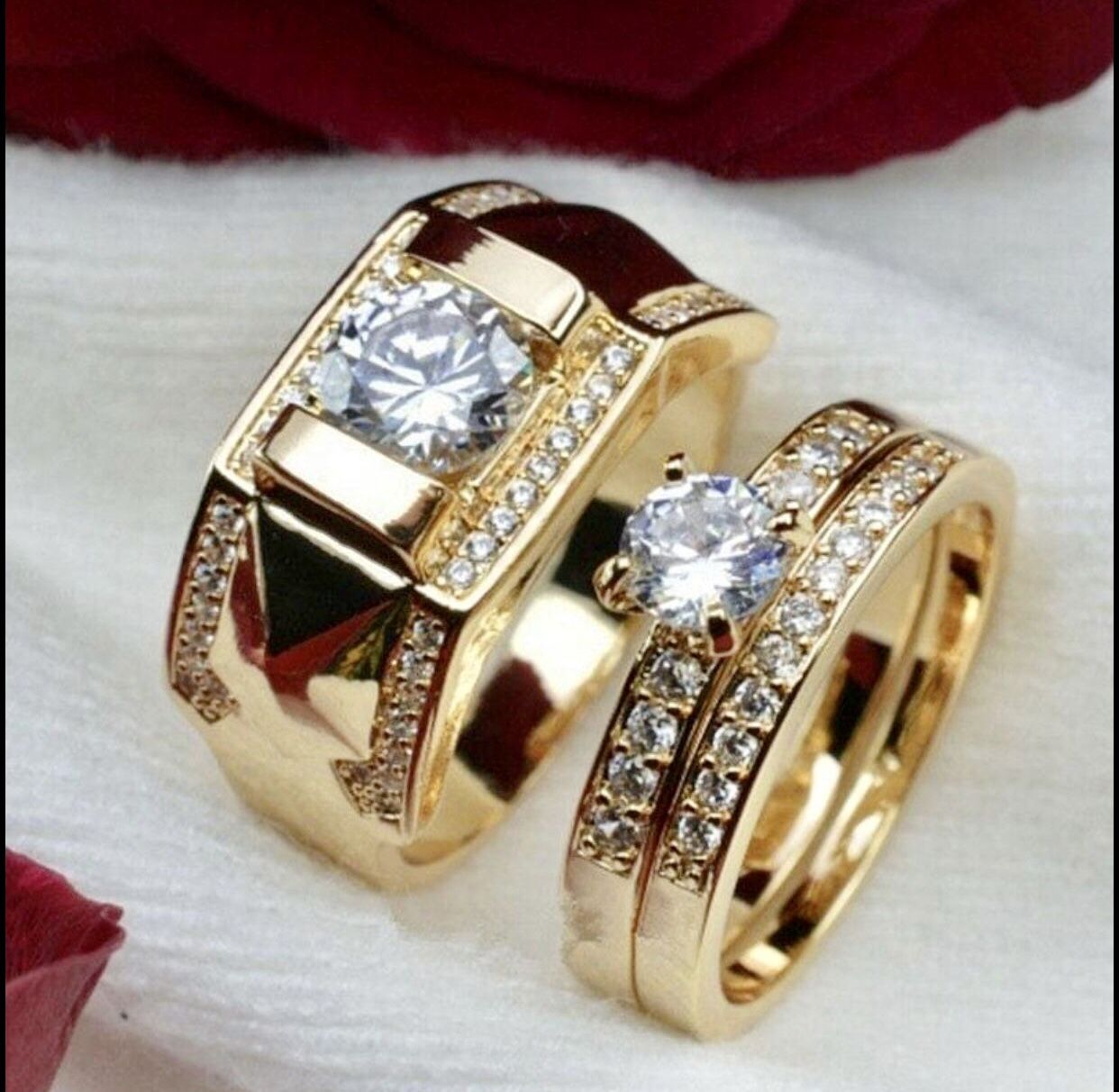 Created white Sapphire Man / Women Couples Wedding Ring Set *INCLUDE RING SIZES* See Other 800 Items*