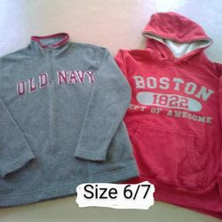 Boy Size 6/7-Medium Hoodie & Old Navy Qtr-Zip Sweatshirt