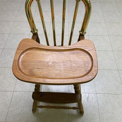 Vintage Childcraft Oak & Brass High Chair