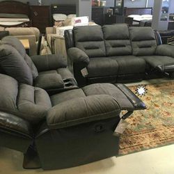 Ashley Slate Reclining Living Room Set Sofa And Loveseat 