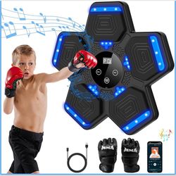 2026 Music Boxing Machine for Adults and Kids, Smart Bluetooth Boxing Training Equipment with Gloves Wall Mounted, Workout Punching Machine for Home,O