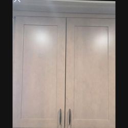 New Gray Sheen 2-Door Black Hardware Cabinet 37" X 12" X 29" H